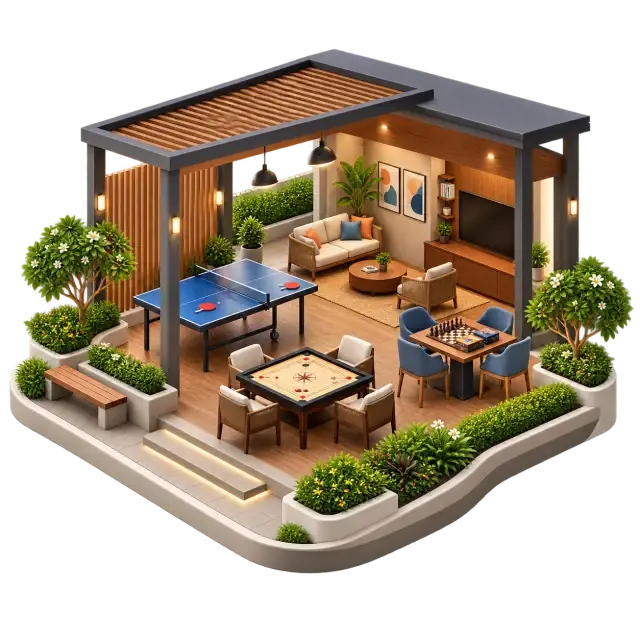 Purva Anekal indoor games room with recreation tables and informal seating